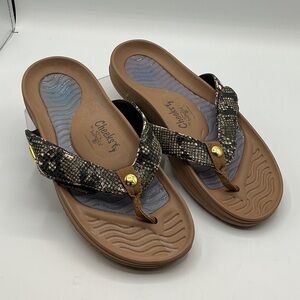 Tony Little Cheeks by Bandals designs Sandals in Brown Snake Print, size 8